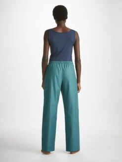 Women's Lounge Trousers Kate 9 Cotton Jacquard Teal 10 Women's Lounge Trousers Kate 9 Cotton Jacquard Teal -Derek Rose Shop womens lounge trousers kate 9 cotton jacquard teal back