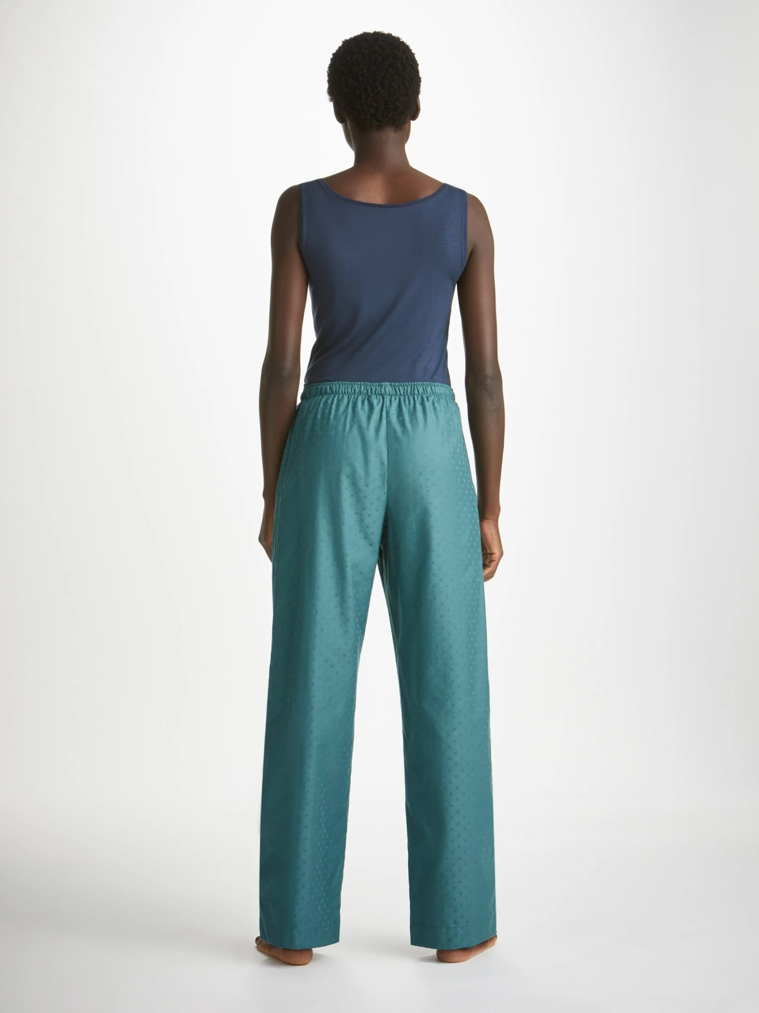 Women's Lounge Trousers Kate 9 Cotton Jacquard Teal 6 Women's Lounge Trousers Kate 9 Cotton Jacquard Teal - Image 4