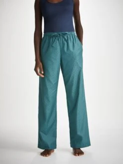 Women's Lounge Trousers Kate 9 Cotton Jacquard Teal 9 Women's Lounge Trousers Kate 9 Cotton Jacquard Teal -Derek Rose Shop womens lounge trousers kate 9 cotton jacquard teal creative