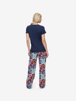 Women's Lounge Trousers Ledbury 60 Cotton Batiste Navy 12 Women's Lounge Trousers Ledbury 60 Cotton Batiste Navy -Derek Rose Shop womens lounge trousers ledbury 60 cotton batiste navy back