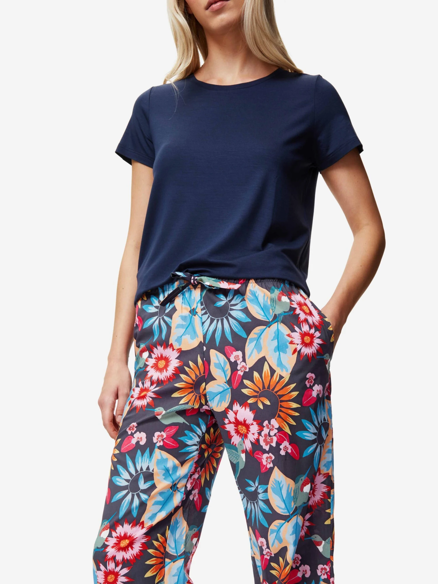 Women's Lounge Trousers Ledbury 60 Cotton Batiste Navy 3 Women's Lounge Trousers Ledbury 60 Cotton Batiste Navy