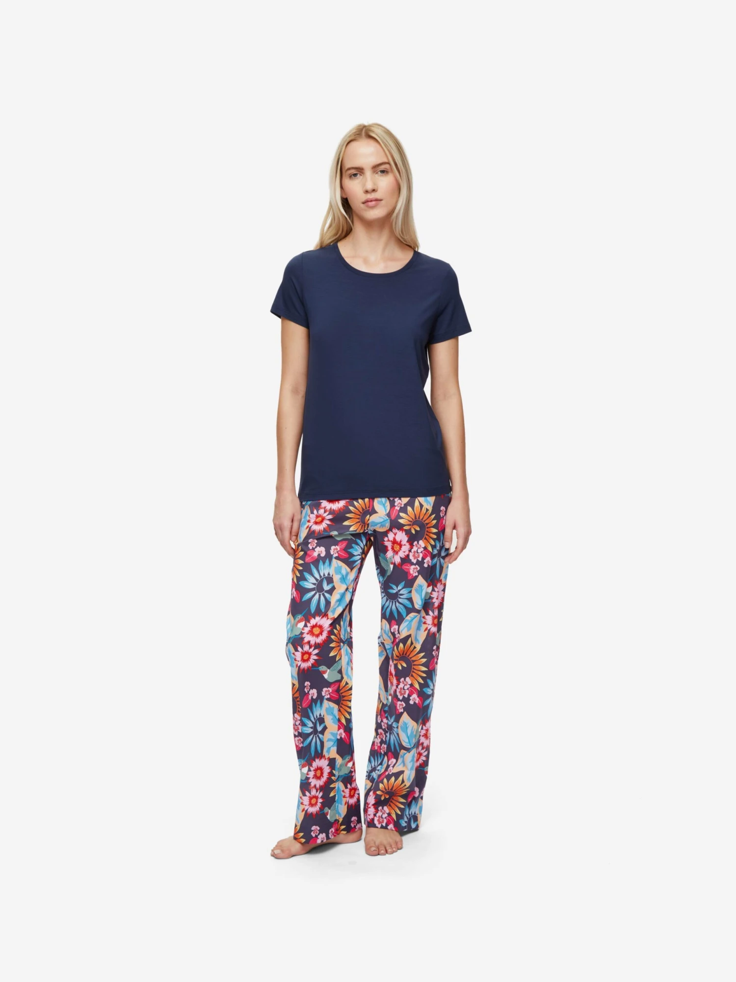 Women's Lounge Trousers Ledbury 60 Cotton Batiste Navy 5 Women's Lounge Trousers Ledbury 60 Cotton Batiste Navy - Image 3