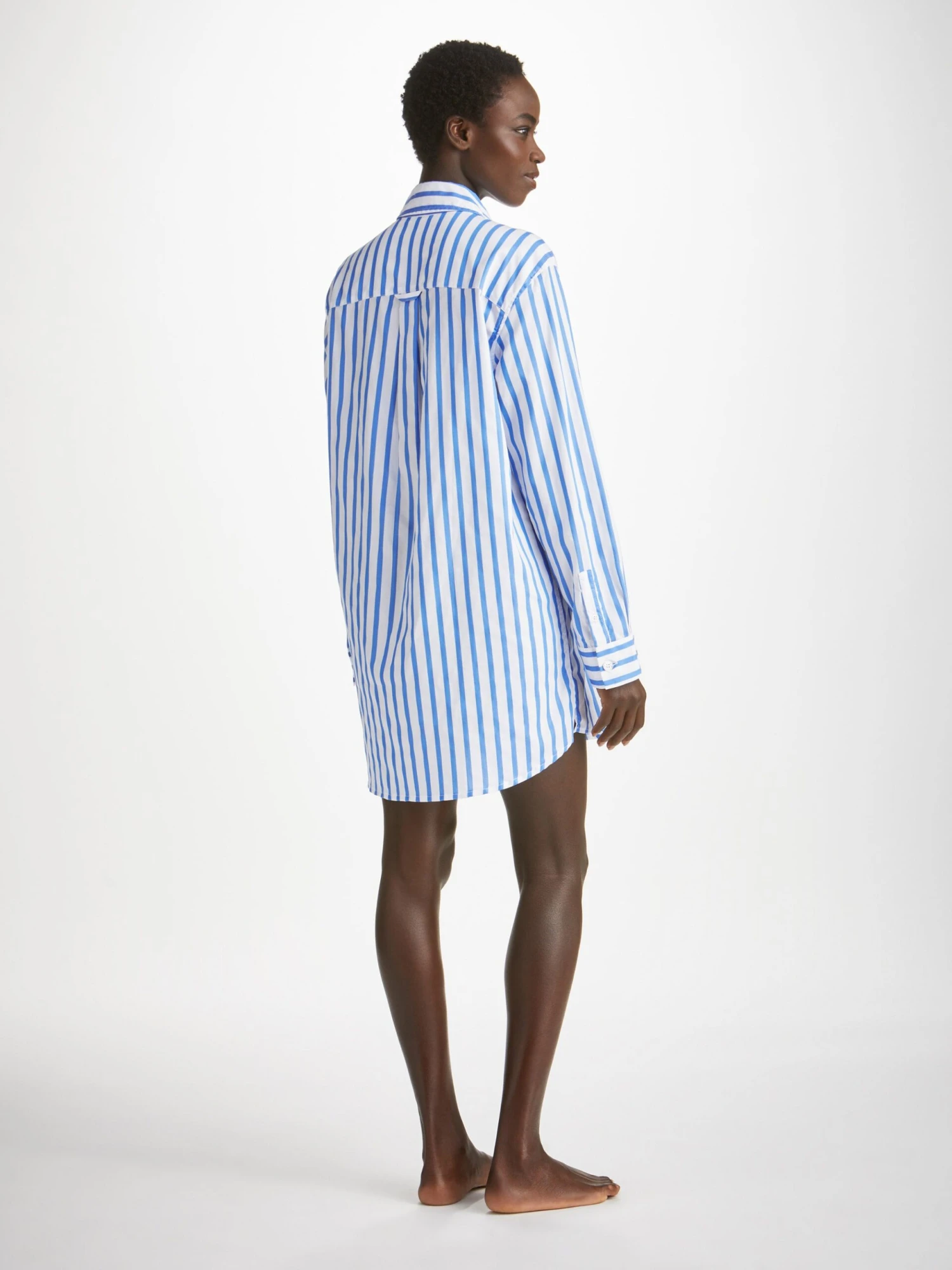 Women's Nightshirt Capri 23 Cotton Batiste Blue 6 Women's Nightshirt Capri 23 Cotton Batiste Blue - Image 4