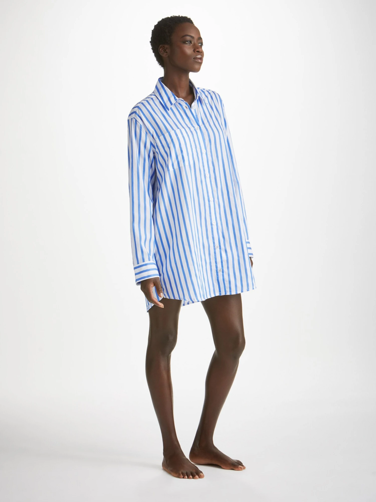 Women's Nightshirt Capri 23 Cotton Batiste Blue 5 Women's Nightshirt Capri 23 Cotton Batiste Blue - Image 3