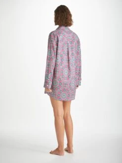 Women's Nightshirt Ledbury 69 Cotton Batiste Pink -Derek Rose Shop womens nightshirt ledbury 69 cotton batiste pink back