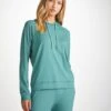 Women's Pullover Hoodie Basel Micro Modal Stretch Teal -Derek Rose Shop womens pullover hoodie basel micro modal stretch green creative