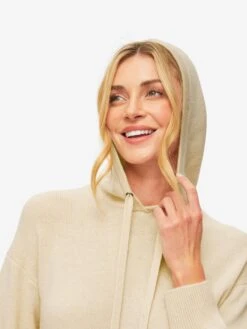 Women's Relaxed Pullover Hoodie Daphne Cashmere Beige -Derek Rose Shop womens pullover hoodie daphne 10 cashmere cream creative