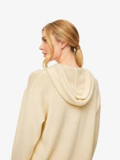 Women's Relaxed Pullover Hoodie Daphne Cashmere Beige -Derek Rose Shop womens pullover hoodie daphne 10 cashmere cream hood