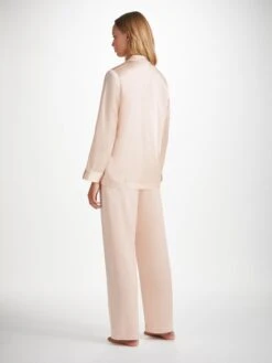 Women's Pyjamas Bailey Silk Satin Champagne -Derek Rose Shop womens pyjamas bailey 3 silk satin cream back