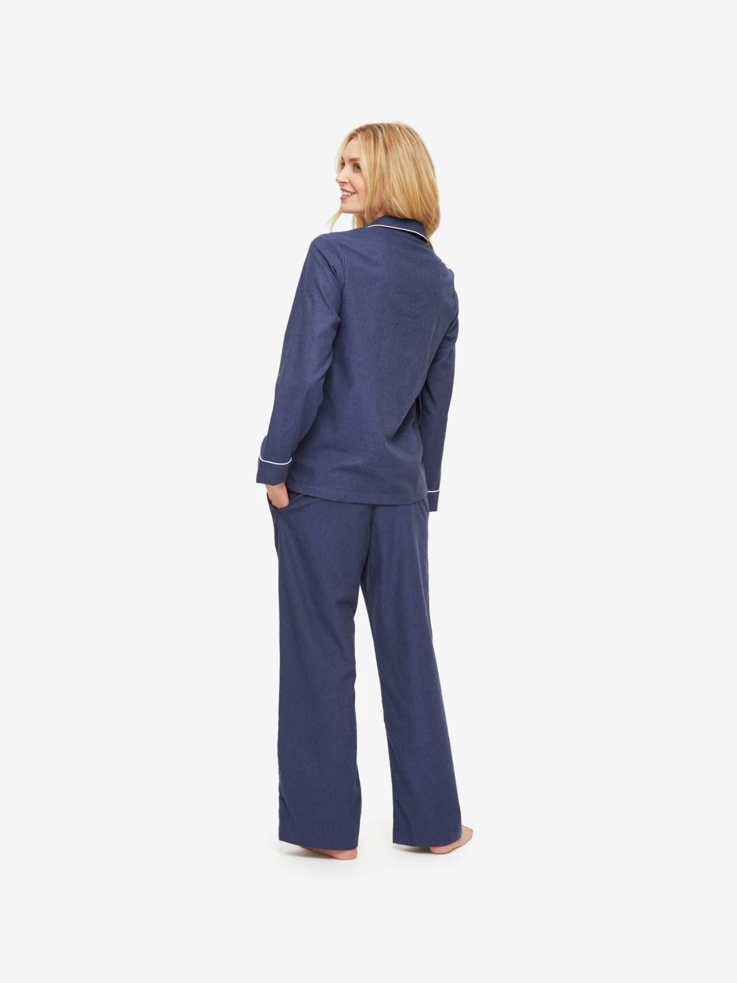 Women's Pyjamas Balmoral 3 Brushed Cotton Navy 7 Women's Pyjamas Balmoral 3 Brushed Cotton Navy - Image 5