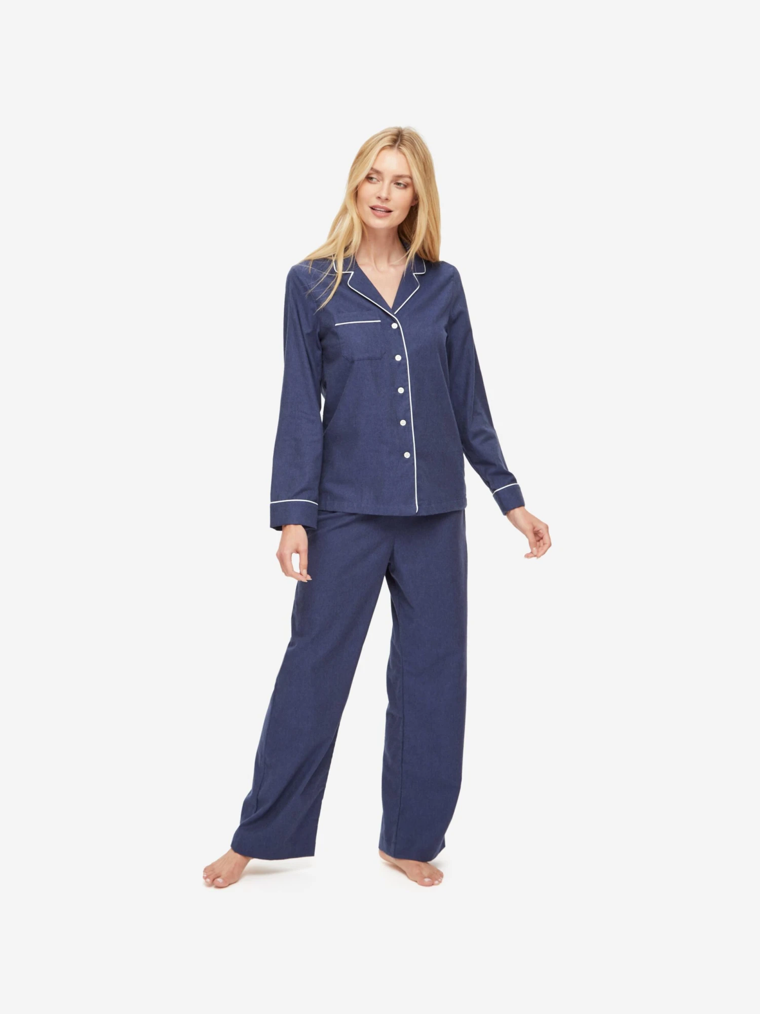 Women's Pyjamas Balmoral 3 Brushed Cotton Navy 4 Women's Pyjamas Balmoral 3 Brushed Cotton Navy - Image 2