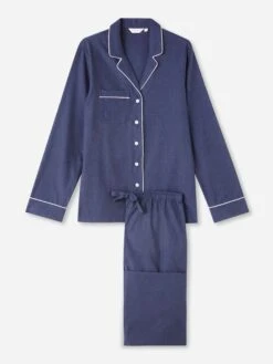 Women's Pyjamas Balmoral 3 Brushed Cotton Navy 13 Women's Pyjamas Balmoral 3 Brushed Cotton Navy -Derek Rose Shop womens pyjamas balmoral 3 brushed cotton navy product
