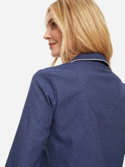Women's Pyjamas Balmoral 3 Brushed Cotton Navy 16 Women's Pyjamas Balmoral 3 Brushed Cotton Navy -Derek Rose Shop womens pyjamas balmoral 3 brushed cotton navy shoulder