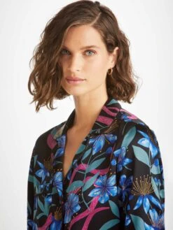 Women's Pyjamas Brindisi 101 Silk Satin Black 11 Women's Pyjamas Brindisi 101 Silk Satin Black -Derek Rose Shop womens pyjamas brindisi 101 silk satin black collar