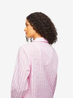 Women's Pyjamas Capri 20 Cotton Pink 15 Women's Pyjamas Capri 20 Cotton Pink -Derek Rose Shop womens pyjamas capri 20 cotton pink close up
