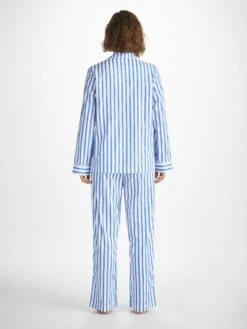 Women's Pyjamas Capri 23 Cotton Batiste Blue 10 Women's Pyjamas Capri 23 Cotton Batiste Blue -Derek Rose Shop womens pyjamas capri 23 cotton batiste blue back