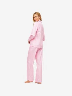 Women's Pyjamas Kate 7 Cotton Jacquard Pink 12 Women's Pyjamas Kate 7 Cotton Jacquard Pink -Derek Rose Shop womens pyjamas kate 7 cotton jacquard pink back