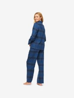 Women's Pyjamas Kelburn 27 Brushed Cotton Navy 12 Women's Pyjamas Kelburn 27 Brushed Cotton Navy -Derek Rose Shop womens pyjamas kelburn 27 brushed cotton navy back