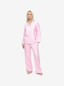 Women's Pyjamas Kelburn 32 Brushed Cotton Pink 12 Women's Pyjamas Kelburn 32 Brushed Cotton Pink -Derek Rose Shop womens pyjamas kelburn 32 brushed cotton pink front