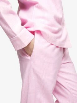 Women's Pyjamas Kelburn 32 Brushed Cotton Pink 15 Women's Pyjamas Kelburn 32 Brushed Cotton Pink -Derek Rose Shop womens pyjamas kelburn 32 brushed cotton pink side pocket close up