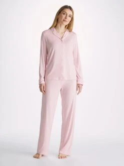 Women's Pyjamas Lara Micro Modal Stretch Ballet Pink -Derek Rose Shop womens pyjamas lara micro modal stretch ballet pink front