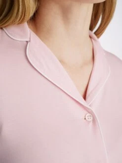 Women's Pyjamas Lara Micro Modal Stretch Ballet Pink -Derek Rose Shop womens pyjamas lara micro modal stretch ballet pink neckline