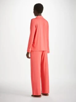 Women's Pyjamas Lara Micro Modal Stretch Coral -Derek Rose Shop womens pyjamas lara micro modal stretch pink back
