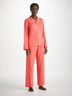 Women's Pyjamas Lara Micro Modal Stretch Coral -Derek Rose Shop womens pyjamas lara micro modal stretch pink front