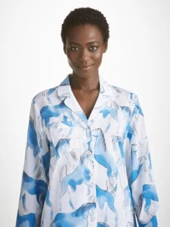 Women's Pyjamas Ledbury 67 Cotton Batiste Blue -Derek Rose Shop womens pyjamas ledbury 67 cotton batiste blue creative