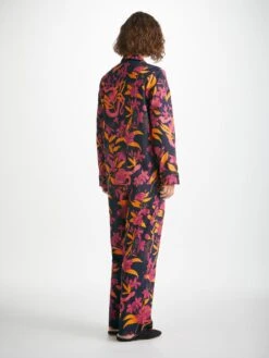 Women's Pyjamas Ledbury 68 Cotton Batiste Navy -Derek Rose Shop womens pyjamas ledbury 68 cotton batiste navy back