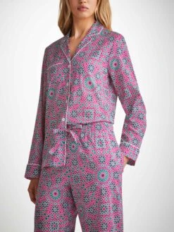 Women's Pyjamas Ledbury 69 Cotton Batiste Pink -Derek Rose Shop womens pyjamas ledbury 69 cotton batiste pink crop