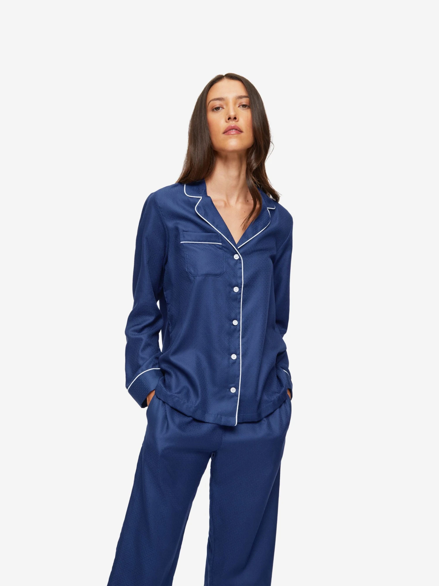 Women's Pyjamas Lombard 6 Cotton Jacquard Navy 3 Women's Pyjamas Lombard 6 Cotton Jacquard Navy