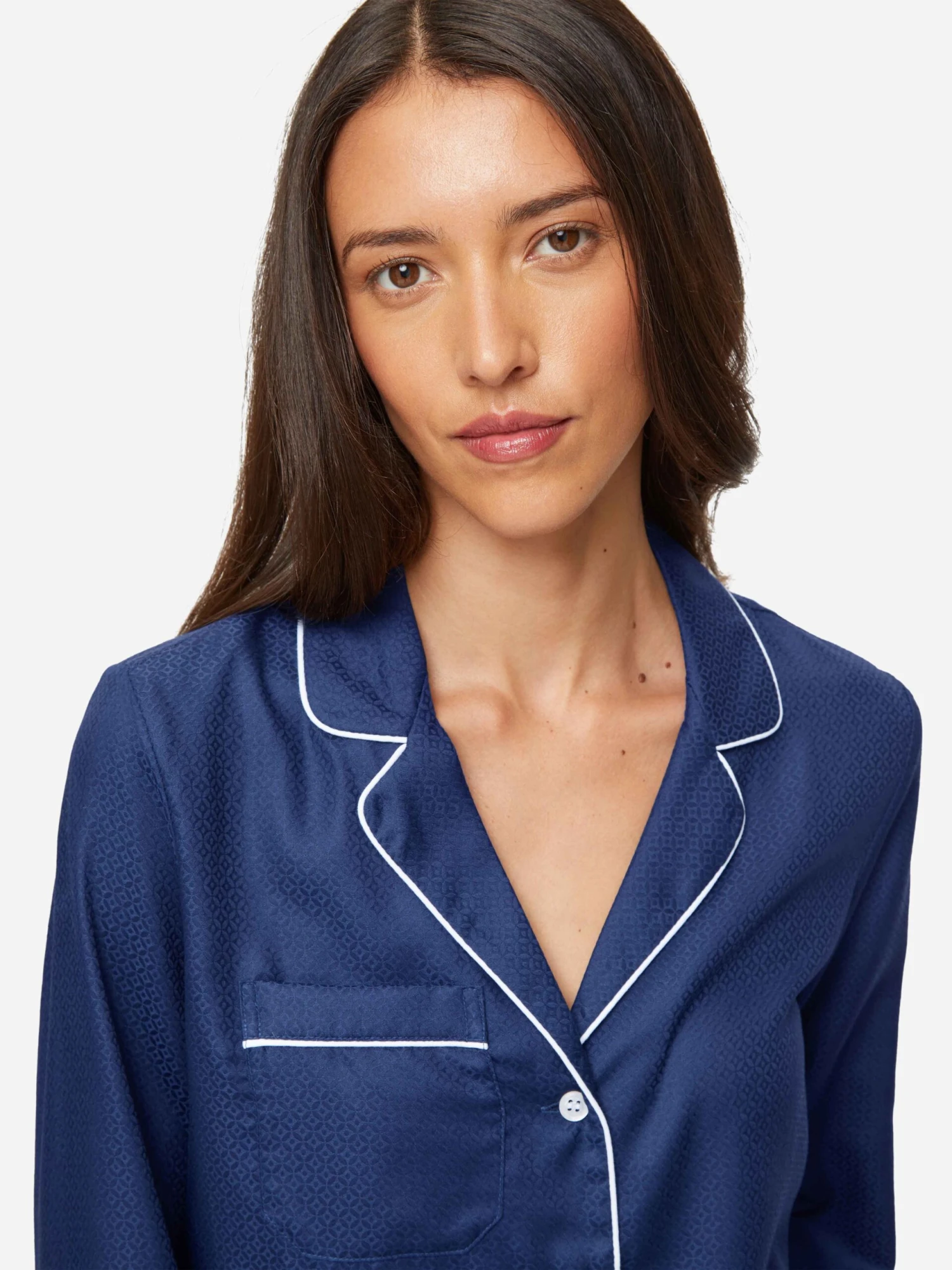 Women's Pyjamas Lombard 6 Cotton Jacquard Navy 8 Women's Pyjamas Lombard 6 Cotton Jacquard Navy - Image 6