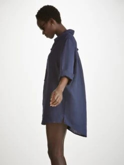 Women's Shirt Sicily Linen Navy -Derek Rose Shop womens shirt sicily linen navy side bf5c9beb 3c0d 47af 87a2 eeb0f3a28ac1