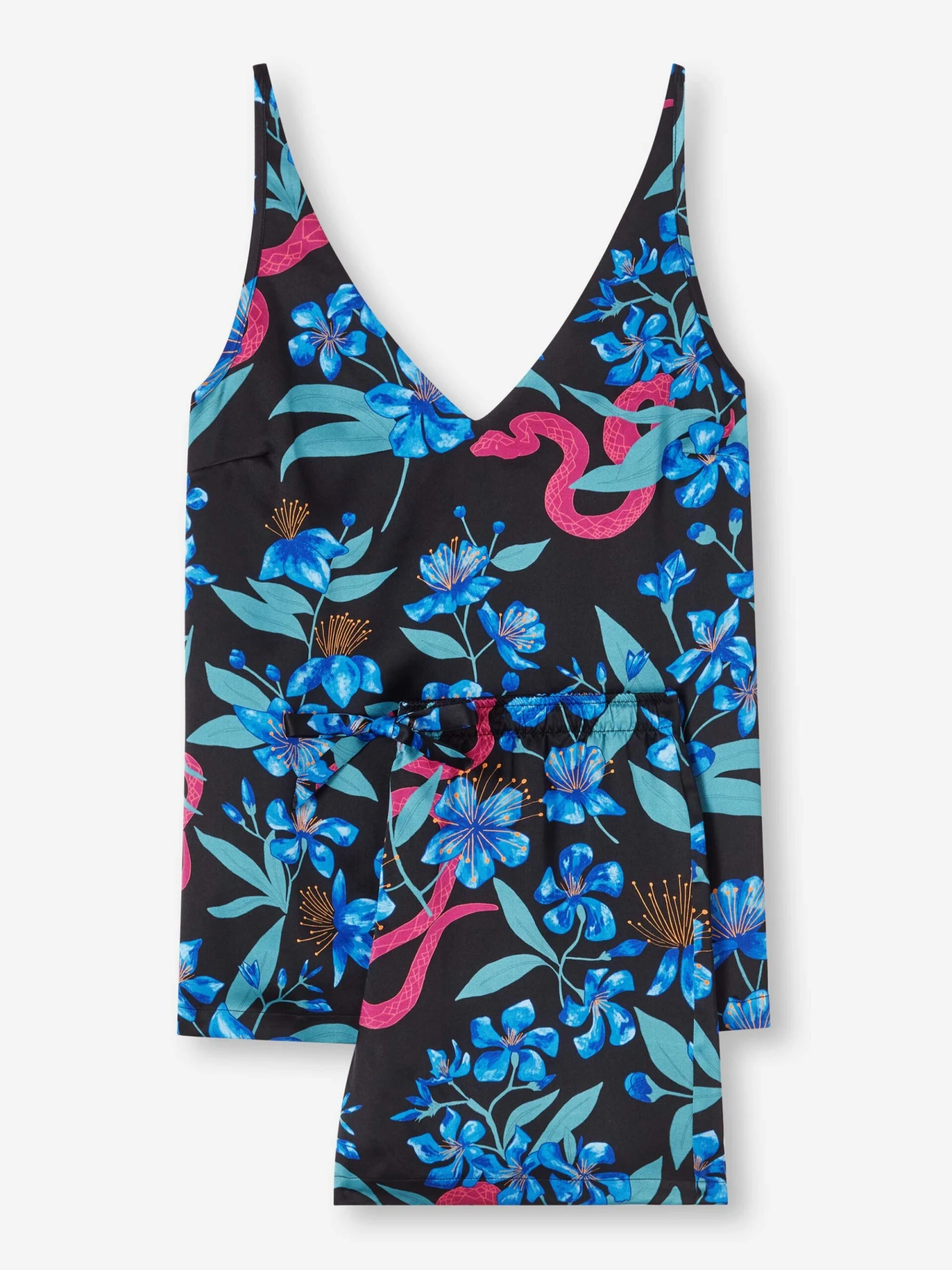 Women's Short Cami Pyjamas Brindisi 101 Silk Satin Black 4 Women's Short Cami Pyjamas Brindisi 101 Silk Satin Black - Image 2