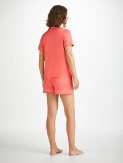 Women's Short Pyjamas Lara Micro Modal Stretch Coral 10 Women's Short Pyjamas Lara Micro Modal Stretch Coral -Derek Rose Shop womens short pyjamas lara micro modal stretch pink back