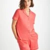 Women's Short Pyjamas Lara Micro Modal Stretch Coral 1 Women's Short Pyjamas Lara Micro Modal Stretch Coral -Derek Rose Shop womens short pyjamas lara micro modal stretch pink creative