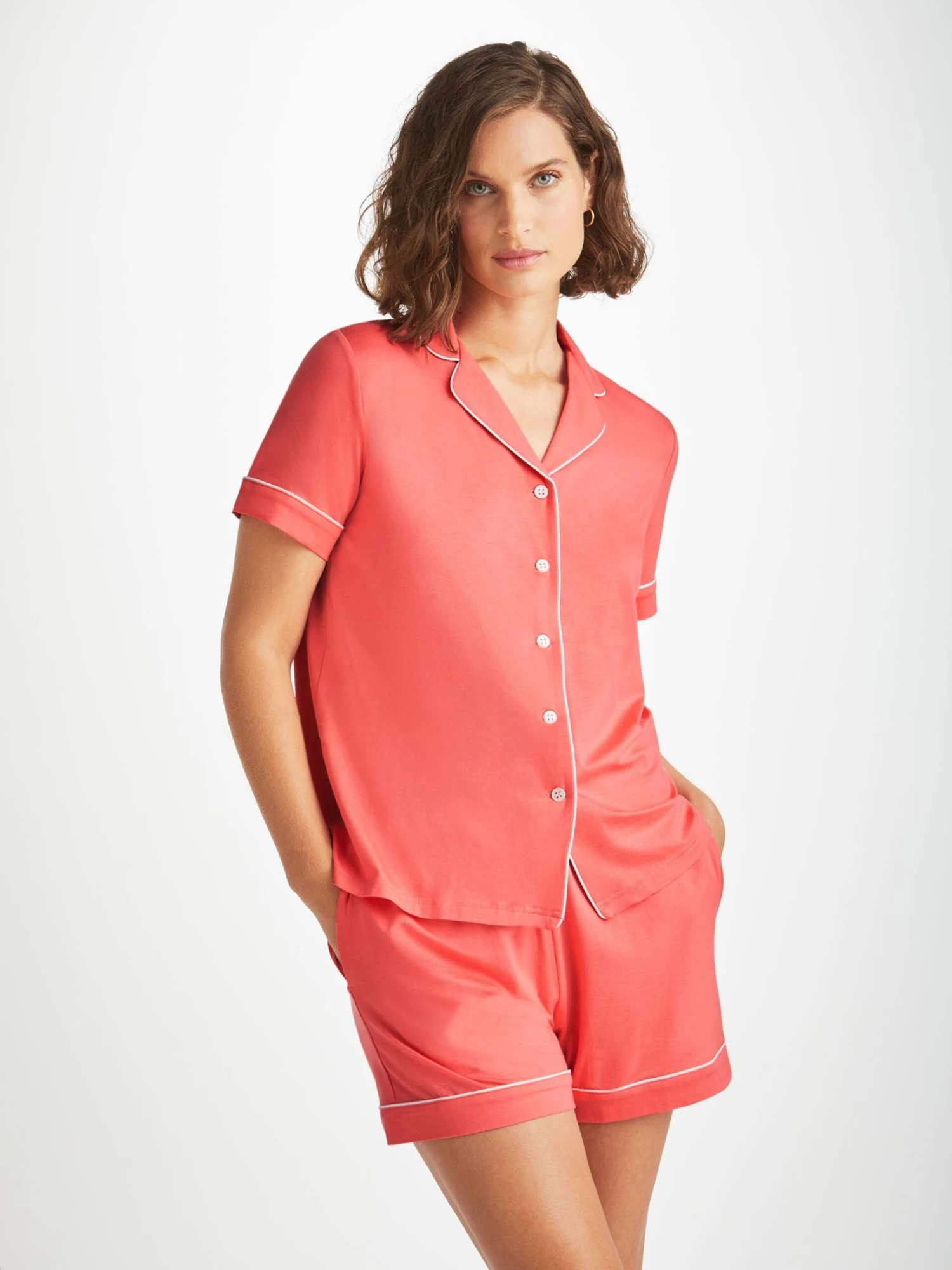 Women's Short Pyjamas Lara Micro Modal Stretch Coral 3 Women's Short Pyjamas Lara Micro Modal Stretch Coral