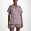 Women's Short Pyjamas Ledbury 69 Cotton Batiste Pink -Derek Rose Shop womens short pyjamas ledbury 69 cotton batiste pink creative