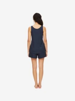 Women's Short Vest Pyjamas Lara Micro Modal Stretch Navy 12 Women's Short Vest Pyjamas Lara Micro Modal Stretch Navy -Derek Rose Shop womens short vest pyjamas lara micro modal stretch navy back