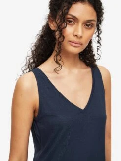Women's Short Vest Pyjamas Lara Micro Modal Stretch Navy 14 Women's Short Vest Pyjamas Lara Micro Modal Stretch Navy -Derek Rose Shop womens short vest pyjamas lara micro modal stretch navy close up