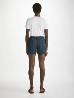 Women's Shorts Vienna Linen Navy 11 Women's Shorts Vienna Linen Navy -Derek Rose Shop womens shorts vienna linen navy back