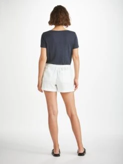 Women's Shorts Vienna Linen White -Derek Rose Shop womens shorts vienna linen white back