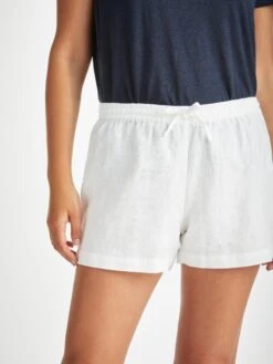 Women's Shorts Vienna Linen White -Derek Rose Shop womens shorts vienna linen white cords