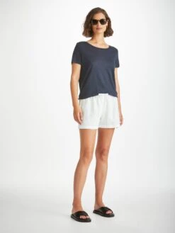 Women's Shorts Vienna Linen White -Derek Rose Shop womens shorts vienna linen white front