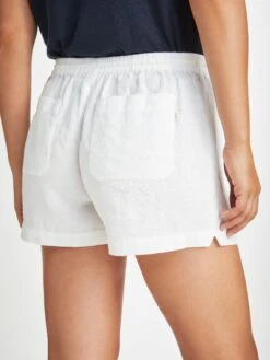 Women's Shorts Vienna Linen White -Derek Rose Shop womens shorts vienna linen white pockets