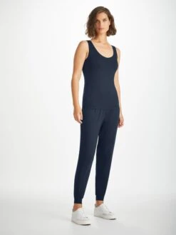 Women's Support Vest Lara Micro Modal Stretch Navy -Derek Rose Shop womens support vest lara micro modal stretch navy front