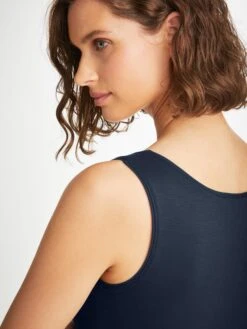 Women's Support Vest Lara Micro Modal Stretch Navy -Derek Rose Shop womens support vest lara micro modal stretch navy strap