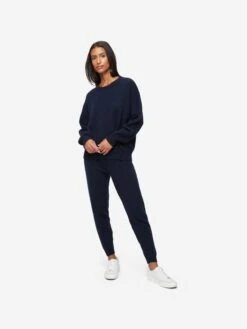 Women's Relaxed Sweater Daphne Cashmere Navy -Derek Rose Shop womens sweater daphne 10 cashmere navy front 7fe803cc 9d1d 4eb2 8dc6 e34c316d4913