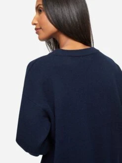 Women's Relaxed Sweater Daphne Cashmere Navy -Derek Rose Shop womens sweater daphne 10 cashmere navy shoulder b27237be f556 4cd8 841a 7fca309a33fb